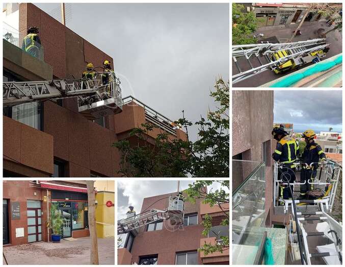 Caída de parte del enfoscado de un inmueble de Los Llanos/TA.